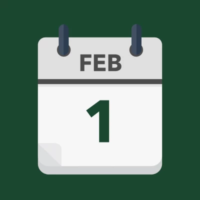 Calendar icon showing 1st February