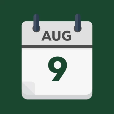 Calendar icon showing 9th August