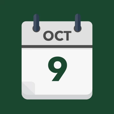 Calendar icon showing 9th October