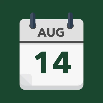 Calendar icon showing 14th August
