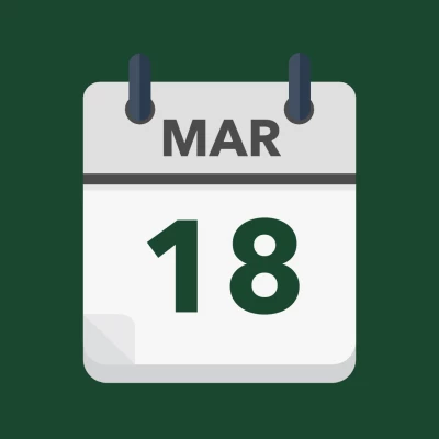 Calendar icon showing 18th March