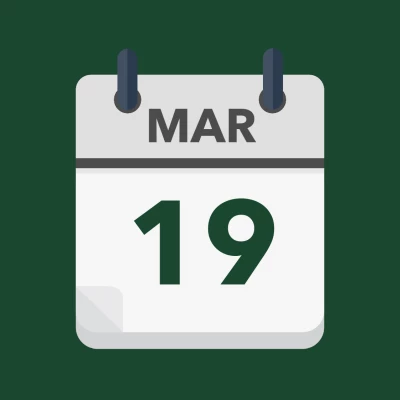 Calendar icon showing 19th March