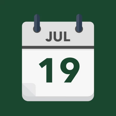 Calendar icon showing 19th July